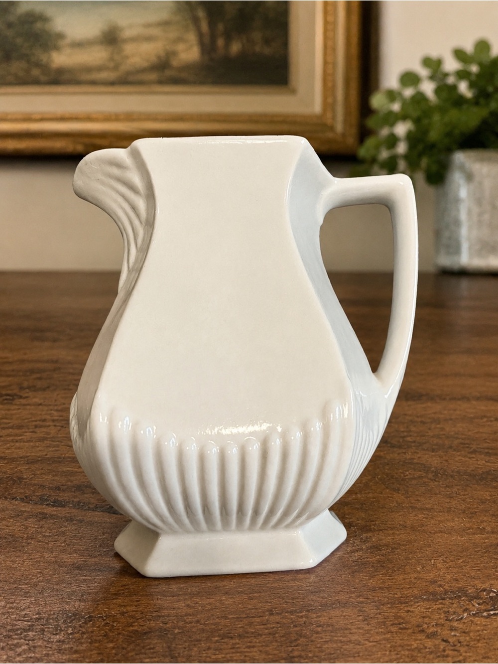 Vintage Wm Adams & Sons Real Ironstone 6” White Empress Pitcher England